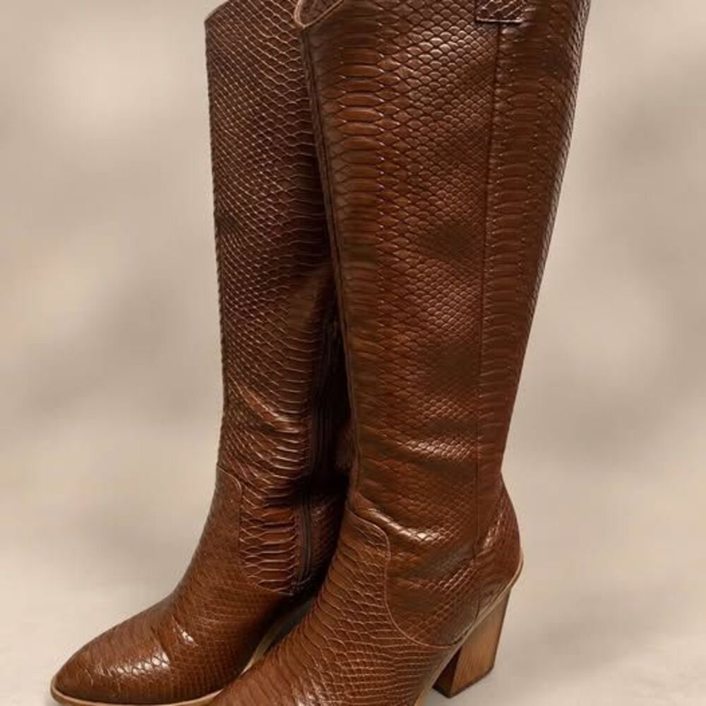 Dolce Vita Brown Snakeskin Western Boots Size 10